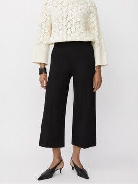 Masai Copenhagen Black Wide Leg Cropped Pants Pintuck Pull-On Pockets Sz M